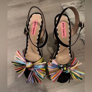 Betsey Johnson Black Heels with Multicolor Tassels